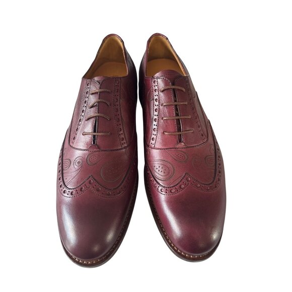 Paul Fredrick Mens US 10.5 M Oxford Wingtip Dress Shoes Burgundy Leather main image 8